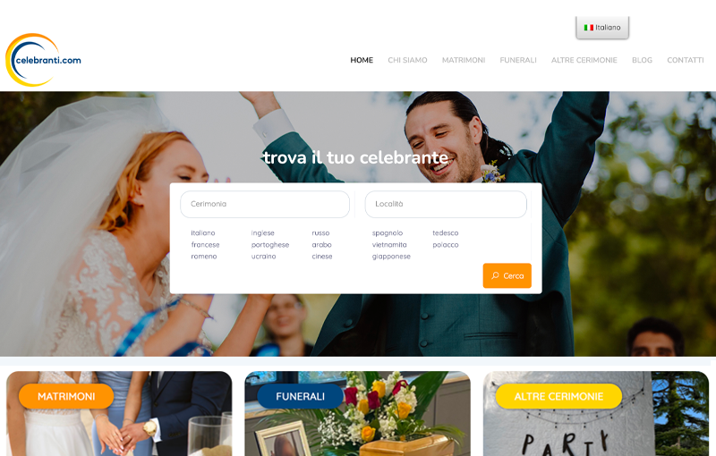 realizzazione sito web motore di ricerca e directory celebranti d'italia